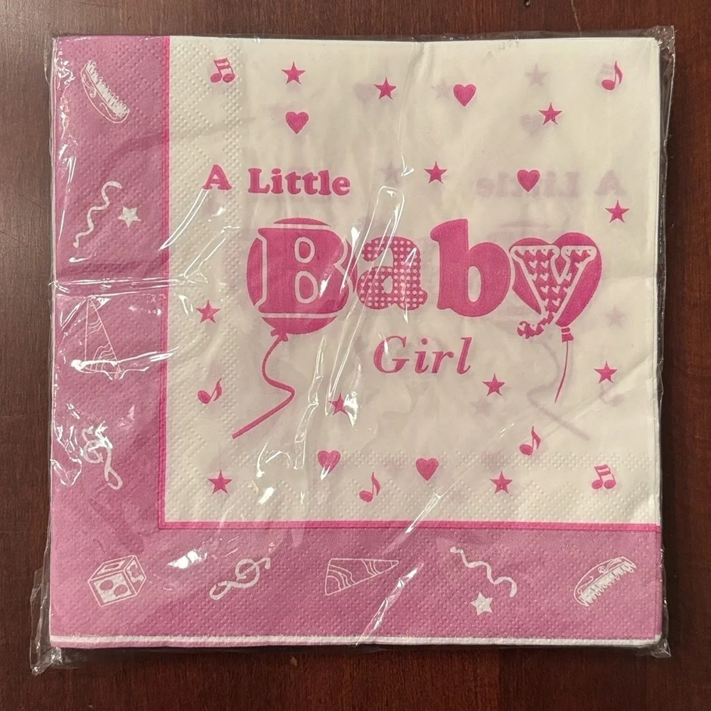 Brand New Baby Shower Party Supplies Plates Cups Napkins for 24 Guests Pink Girl